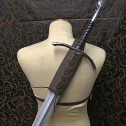 Adult Vintage Cosplay Costume Retro Coffee PU Leather Strap Scabbard Shoulder-back Sword Holder