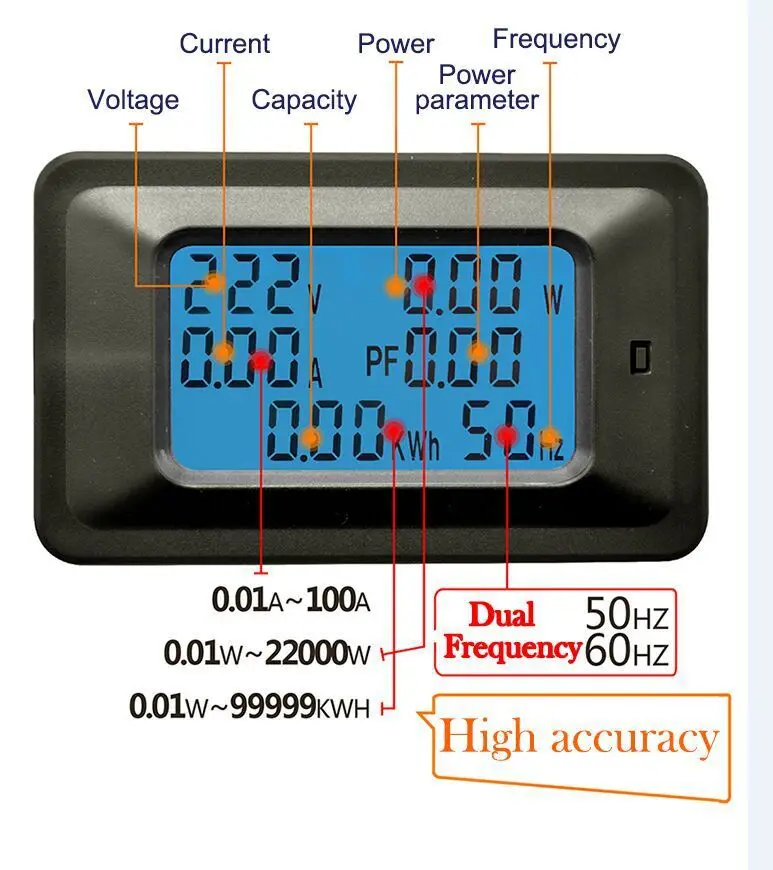 AC220V 20A Digital Voltage Meter Energy Meter LCD 5KW Power Voltmeter Ammeter Current Amps watt meter tester detector indicator