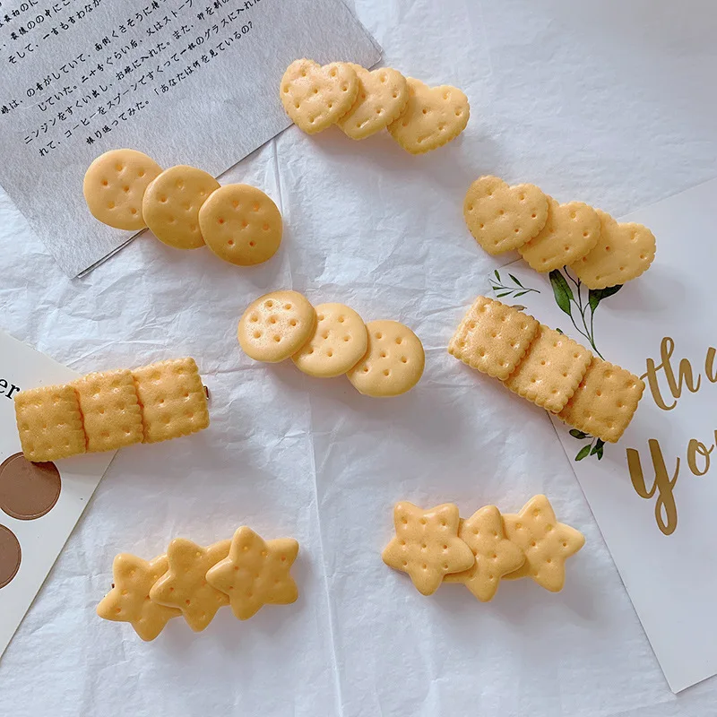 Pince à cheveux en forme de biscuit pour filles, épingles à cheveux pour enfants, couvre-chef mignon, bandes de cheveux de dessin animé, accessoires