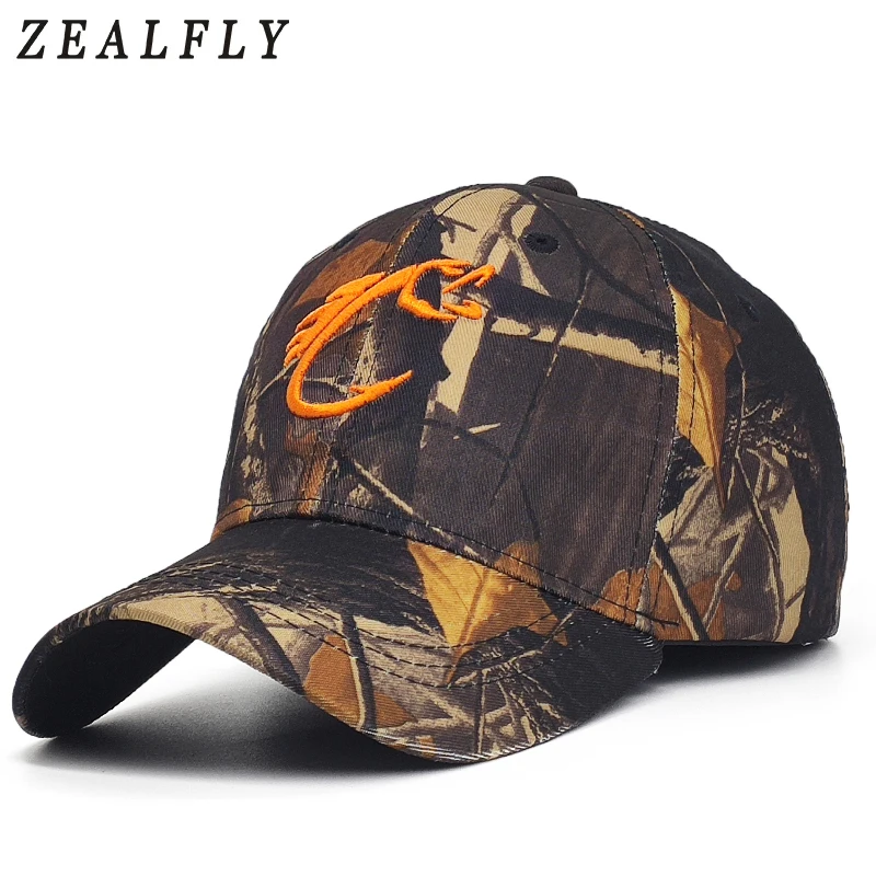 Outdoor Jungle Fishing Baseball Cap Hat Men Camouflage Hunting Hat Embroidered Fish Hook Casquette Bone Cotton Camo Dad Caps