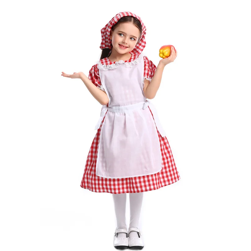 Umorden Child Kids Little Red Riding Hood Costume Cosplay per ragazze festa di Halloween Mardi Gras Fancy Dress