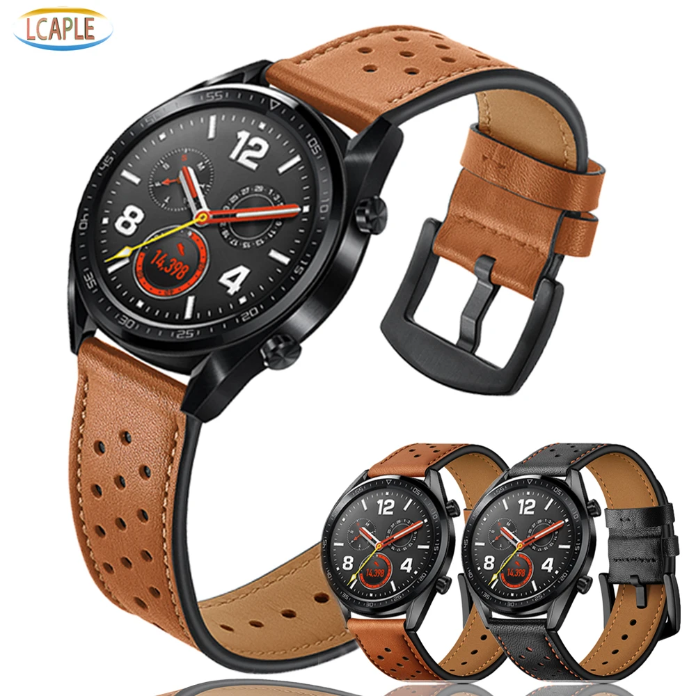 22mm watch band for Samsung Galaxy watch 46mm Genuine Leather watchband Amazfit Bip/gtr 47mm correa Huawei watch GT 2/2e strap 3