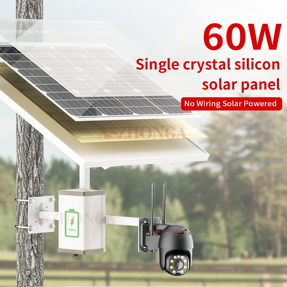 4G 5MP HD Security IP Camera 5X Optical Zoom Outdoor Surveillance Cam 60W Solar Panel With 30A/40A Rechargeable Battery CamHipro