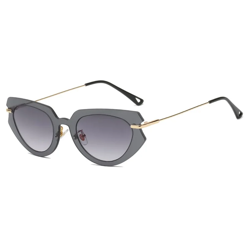 Lunettes de soleil yeux de chat sans bords pour femmes, une pièce, cadre Transparent dégradé, lunettes de soleil de marque de styliste, lunettes ombres UV400