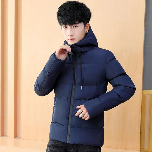 Chaqueta de invierno para Hombre, abrigo coreano entallado con capucha, chaqueta de Cachemira para Hombre, Parkas cortavientos de algodón, ropa juvenil QQ007