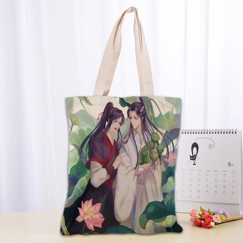 Anime Mo Dao Zu Shi Tote Bag Women Canvas Fabric Bags Eco Reusable Shopping Bags Traveling Beach Casual Useful Shoulder Bag