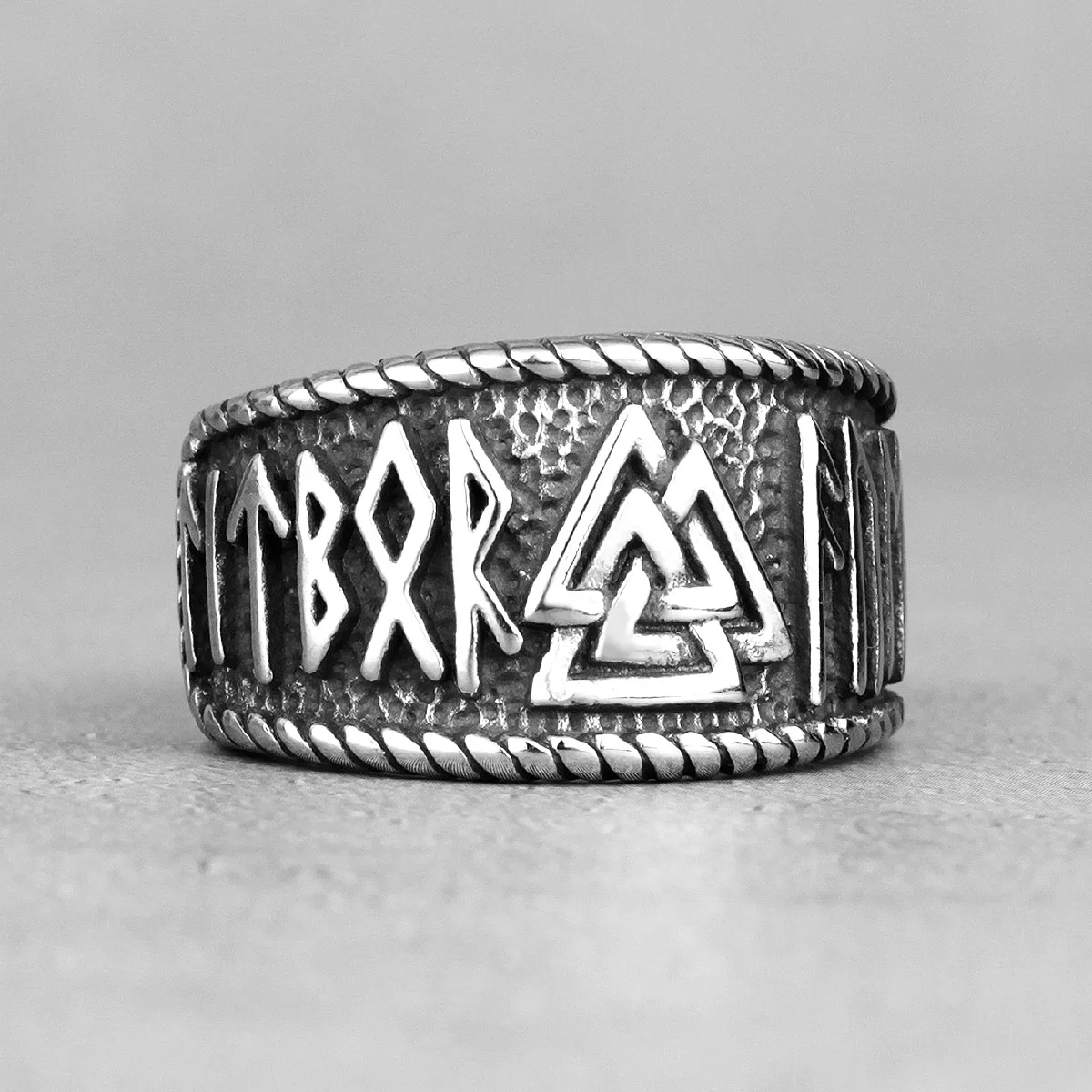 Norse Mythology Viking Odin Triangle Stainless Steel Mens Rings Cool for Male Boyfriend Biker Jewelry Creativity Gift Wholesale