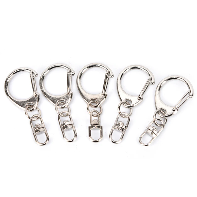 10pcs DIY Polished Keyring Alloy Swivel Lobster Clasps Clips Keychain Hooks Keychain Split Ring Findings For DIY Keychain Making