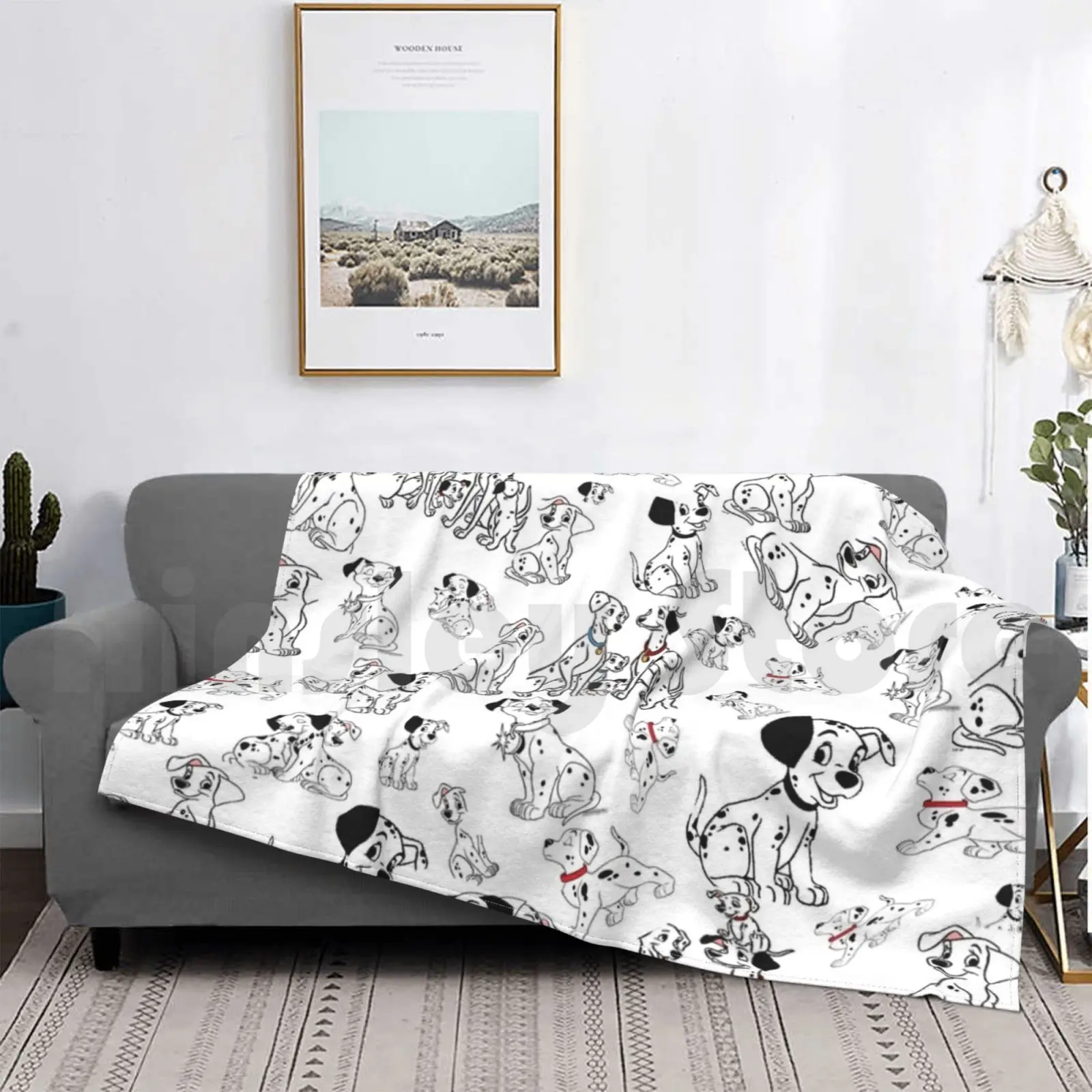 101 Dalmatians Blanket Super Soft Warm Light Thin Black Dogs White Dalmatians