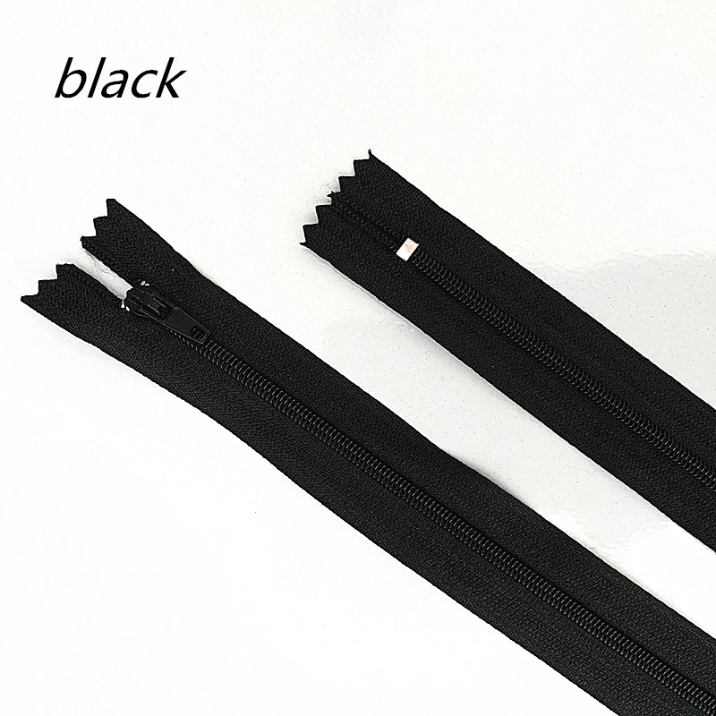 10 pieces. 10-60 cm (4-24 inches) black Nylon Zippers Tailor Sewer Craft Crafter's & FGDQRS 3#