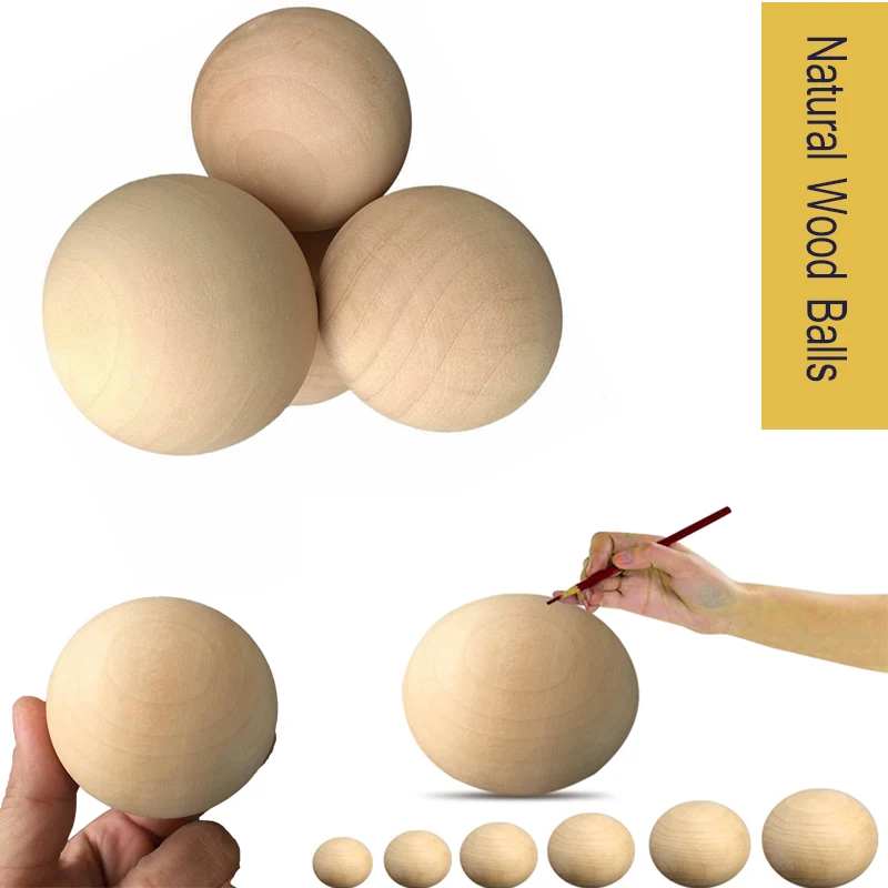 6mm-75mm Natural No Hole Wooden Beads Lead-free Wood Round Balls For Jewelry Making Diy  Eco-Friendly Wood Crafts