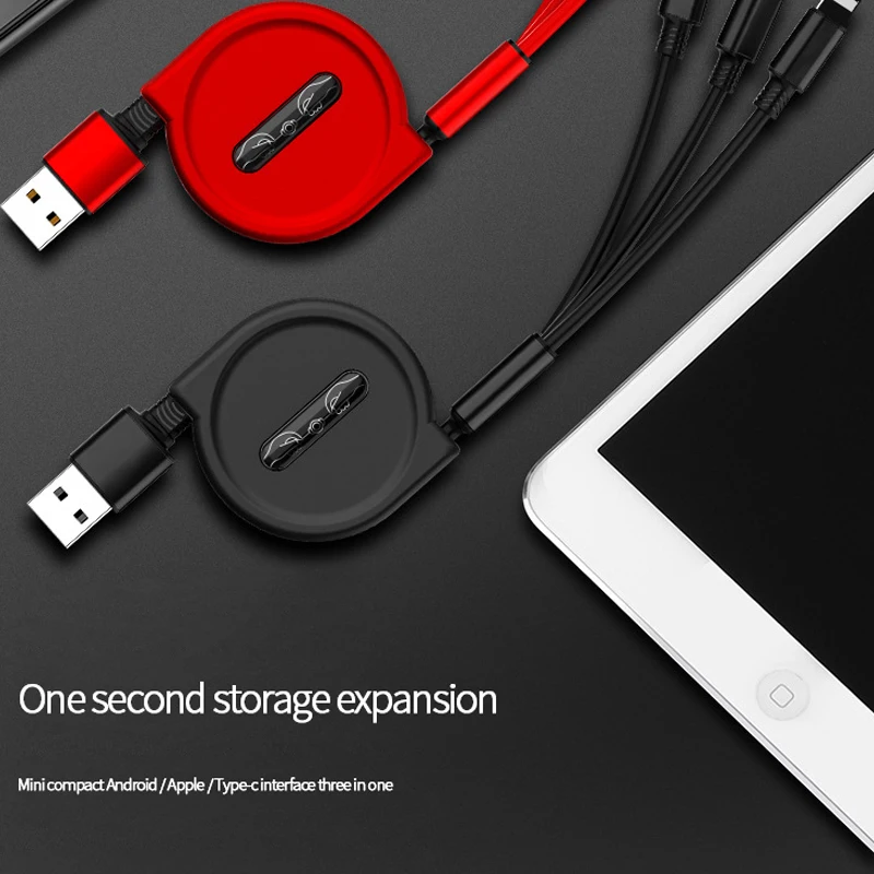 3 في 1 USB C تهمة كابل قابل للسحب شحن كابل نوع c مايكرو 3A شحن سريع الحبل USB كابل للهاتف آيفون 11 12 1 شاومي