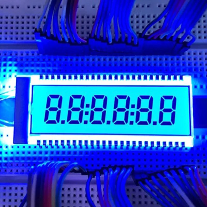 Panel LCD de segmento de 6 dígitos, 50PIN TN, blanco/amarillo, verde/Azul, retroiluminación LED, 5V