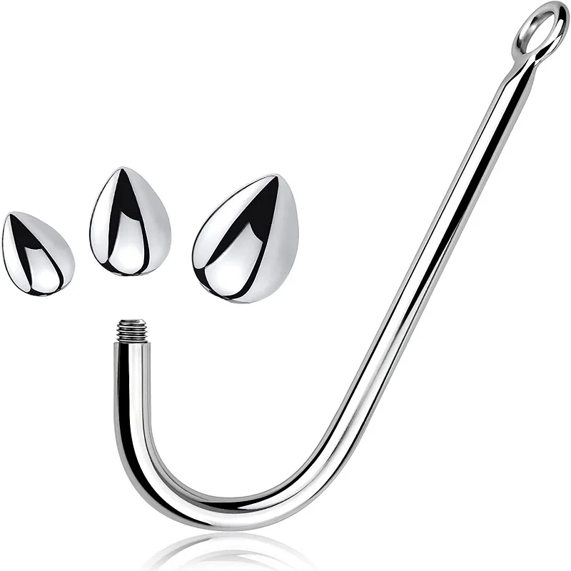 Small medium large 3 balls set metal anal hook beads head butt plug dilator prostate massager insert bdsm sex toy for male