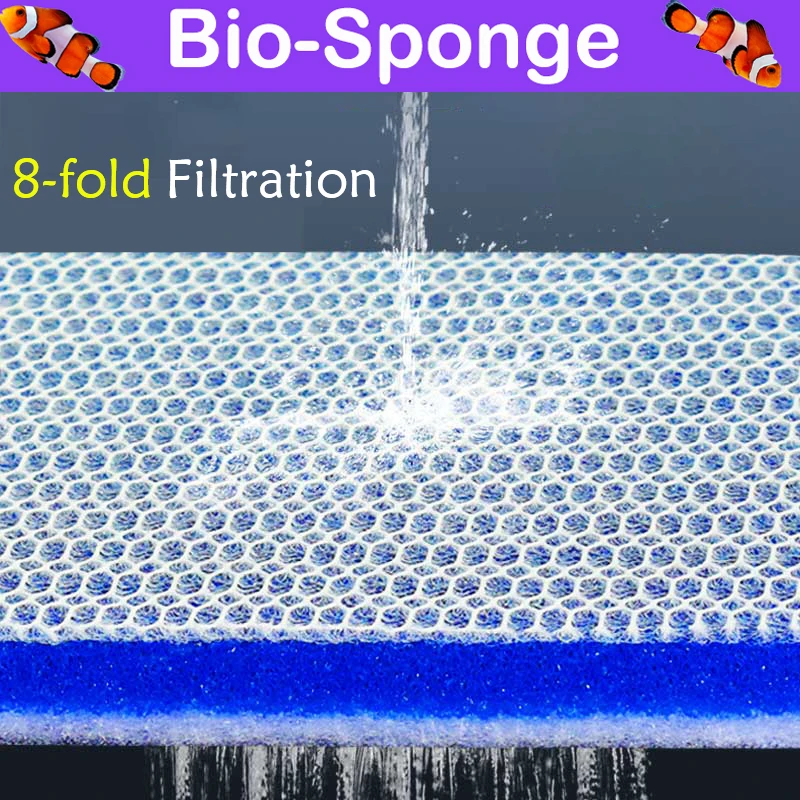 

8-fold Aquarium Filter Sponge No Glue Foam Biochemical Cotton Fish Tank Filtration Accessories Aquarium Filter