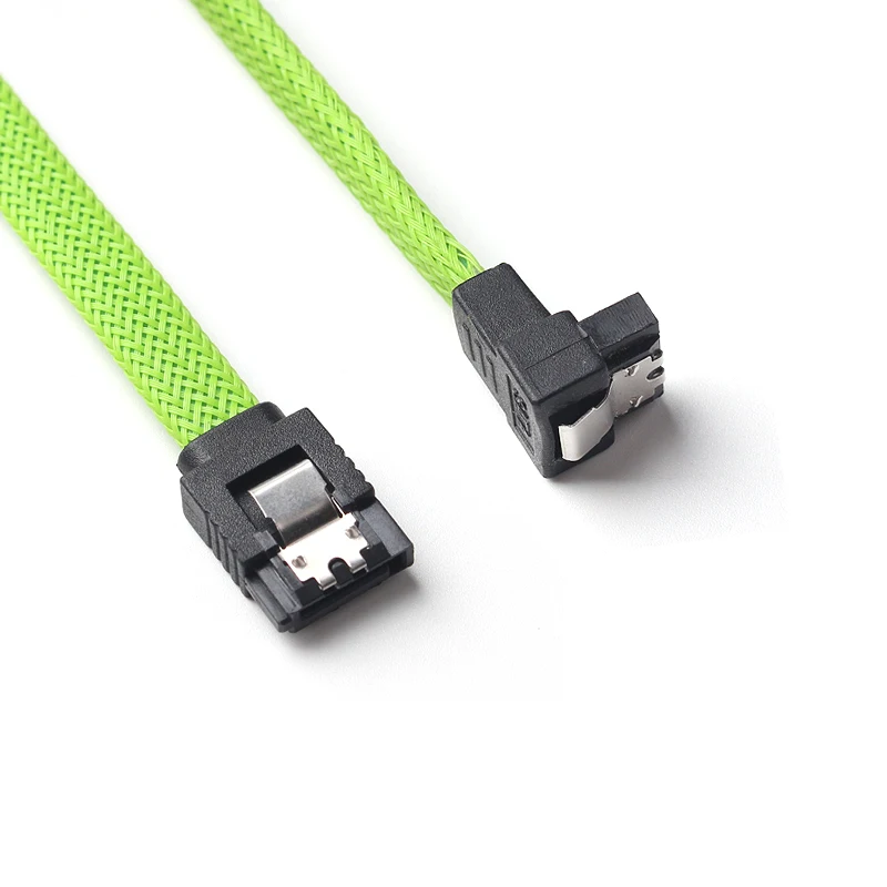 Lingable SATA 3.0 III Right Angle 90 Degree SATA3 7pin Data Cables SSD Cabo HDD Hard Disk Drive Cable with Nylon Sleeved