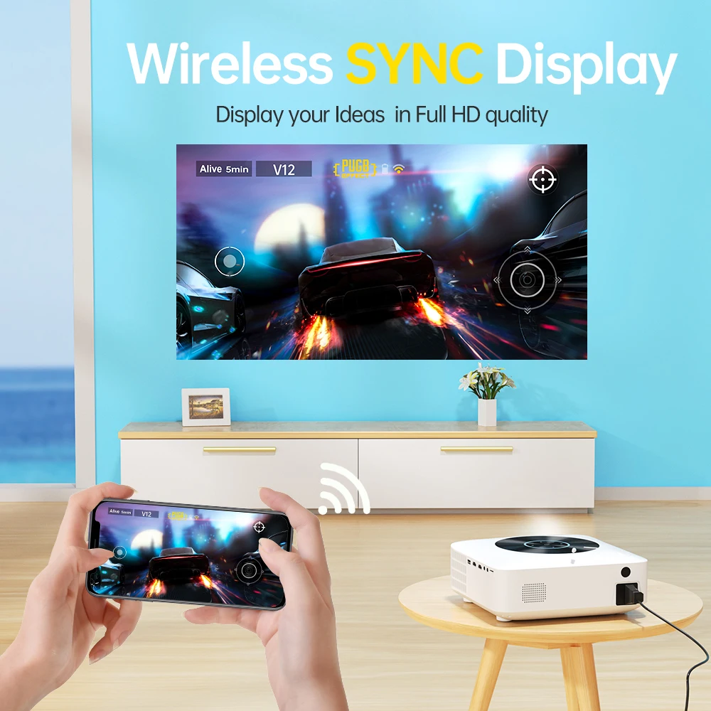 New 1080P Mini Projector Leisure 530W Full HD 5G WiFi LED Support 4K Synchronize Mirroring File SYNC Screen 200 INCH