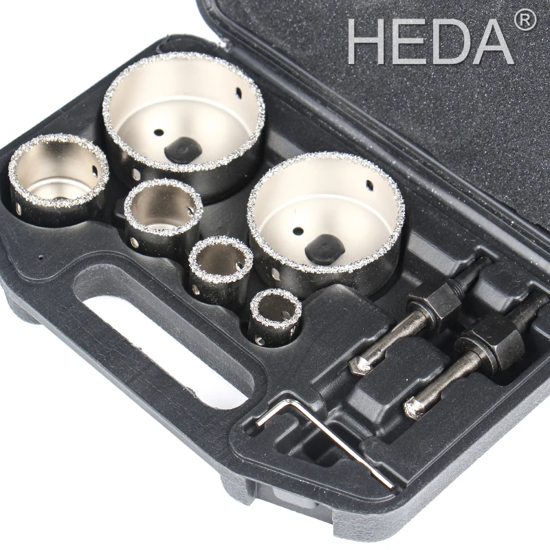 22-73mm 9Pcs/Set Triangular Shank Carbide Alloy Hole Saw Drill Bit Power Tools Kit For Cutting Ceramic Tile Mable Glass