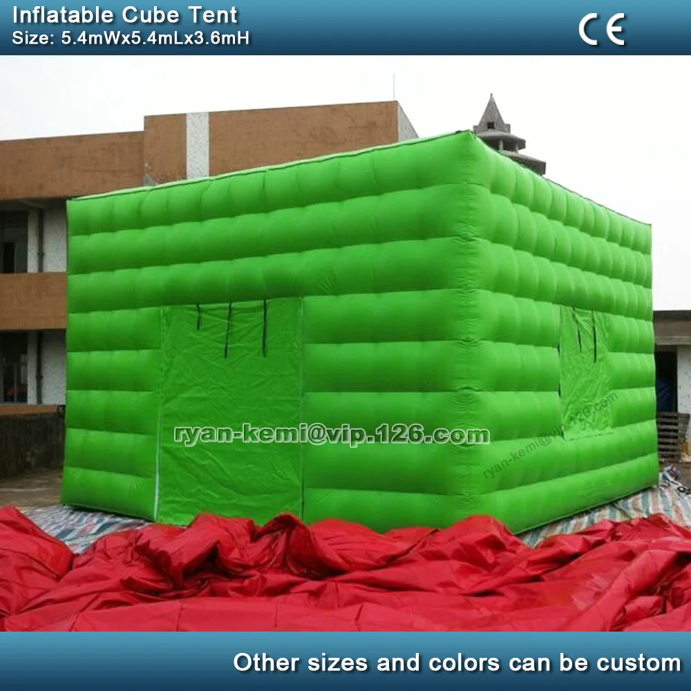 

5.4mWx5.4mLx3.6mH Green Inflatable Cube Tent For Party Square Room Outdoor Inflatable Events Cover Marquee Large Photo Booth