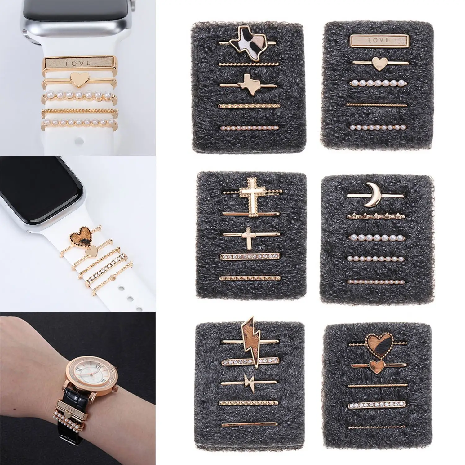 Dekoracja dla Apple watch band dekoracyjne Charms diamentowa biżuteria iWatch/Galaxy watch 4/3 bransoletka silikonowy pasek akcesoria