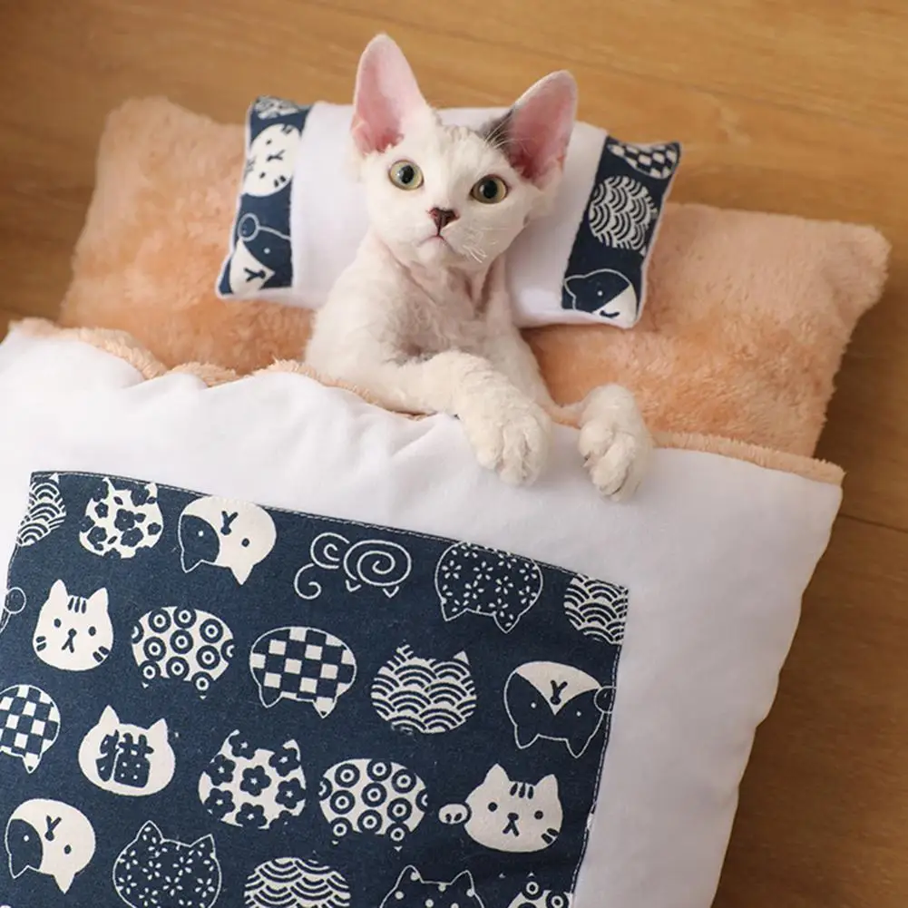 Pet Dog Cat Bed Cat Sleeping Bag Removable Sofas Mat Winter Warm Cat House Small Pet Bed Puppy Kennel Nest Cushion Pet Products