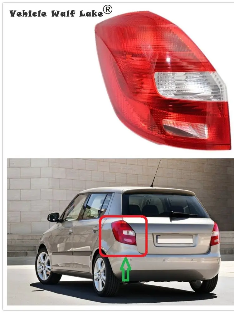 Lewa tylna lampa do Skoda Fabia MK2 5J 2007 2008 2009 2010, samochód z kierownicą po lewej stronie, tylna lampa bez żarówek — zdjęcie 2