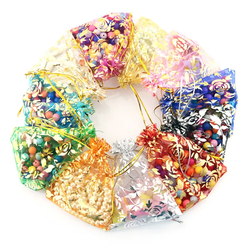 10pc/set 7*9/9*12/11*16CM Small Organza Bags Drawable Organza Drawstring Bags 3Sizes