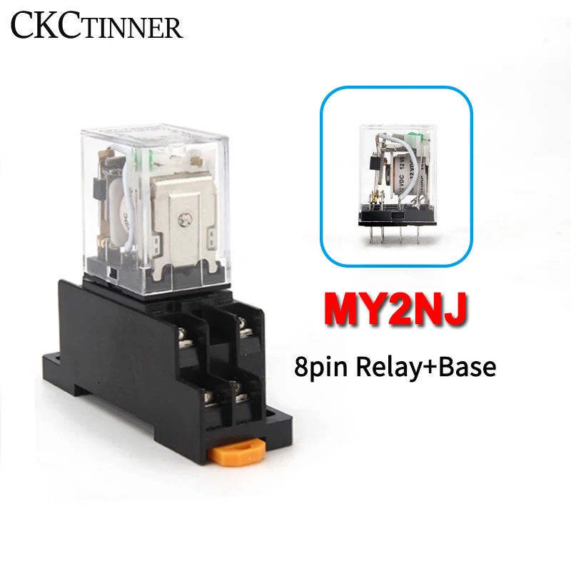 1pcs Intermediate relay HH52P MY2NJ Plug-In Relay DC AC12v 24v AC110v 220v 380V 5a Silver Contact PYF08A 8pins Relay Socket