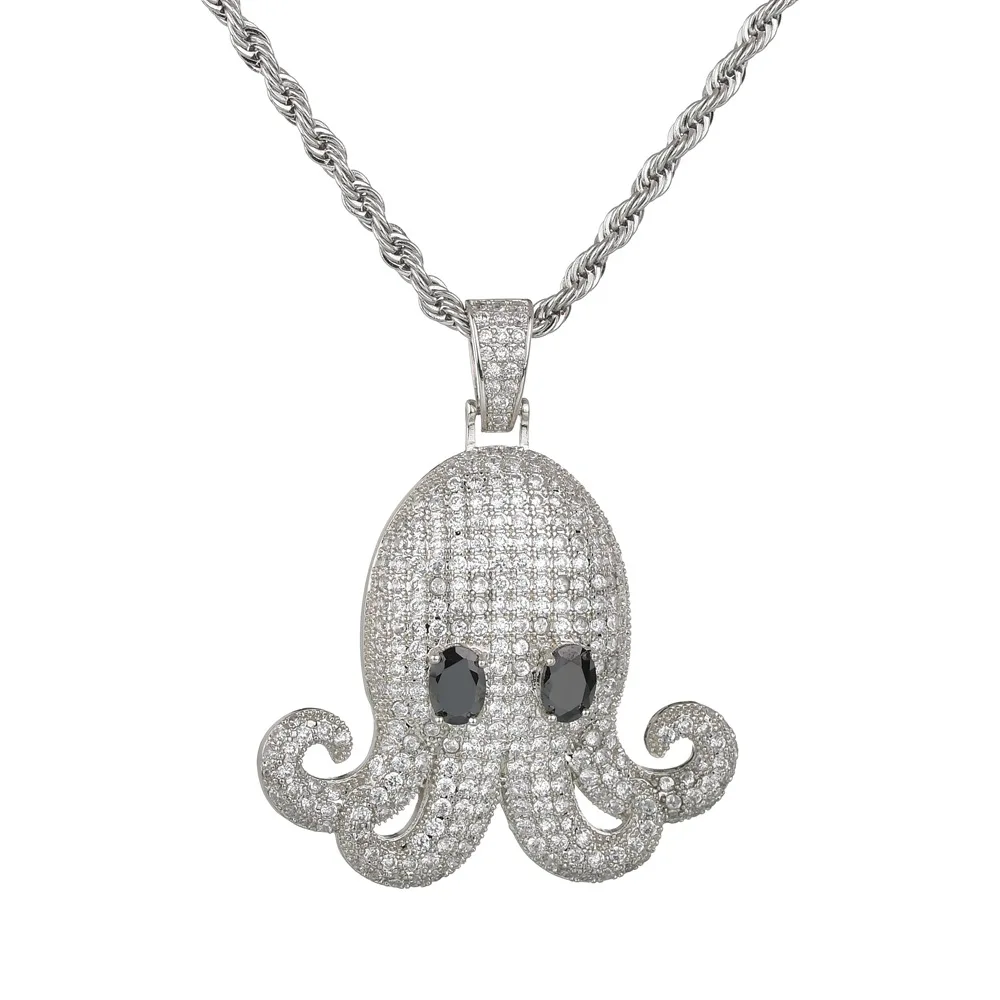 

Hip Hop Micro Paved AAA+ Cubic Zirconia Bling Ice Out Octopus Pendants Necklace for Men Rapper Jewelry Gifts Drop Shipping