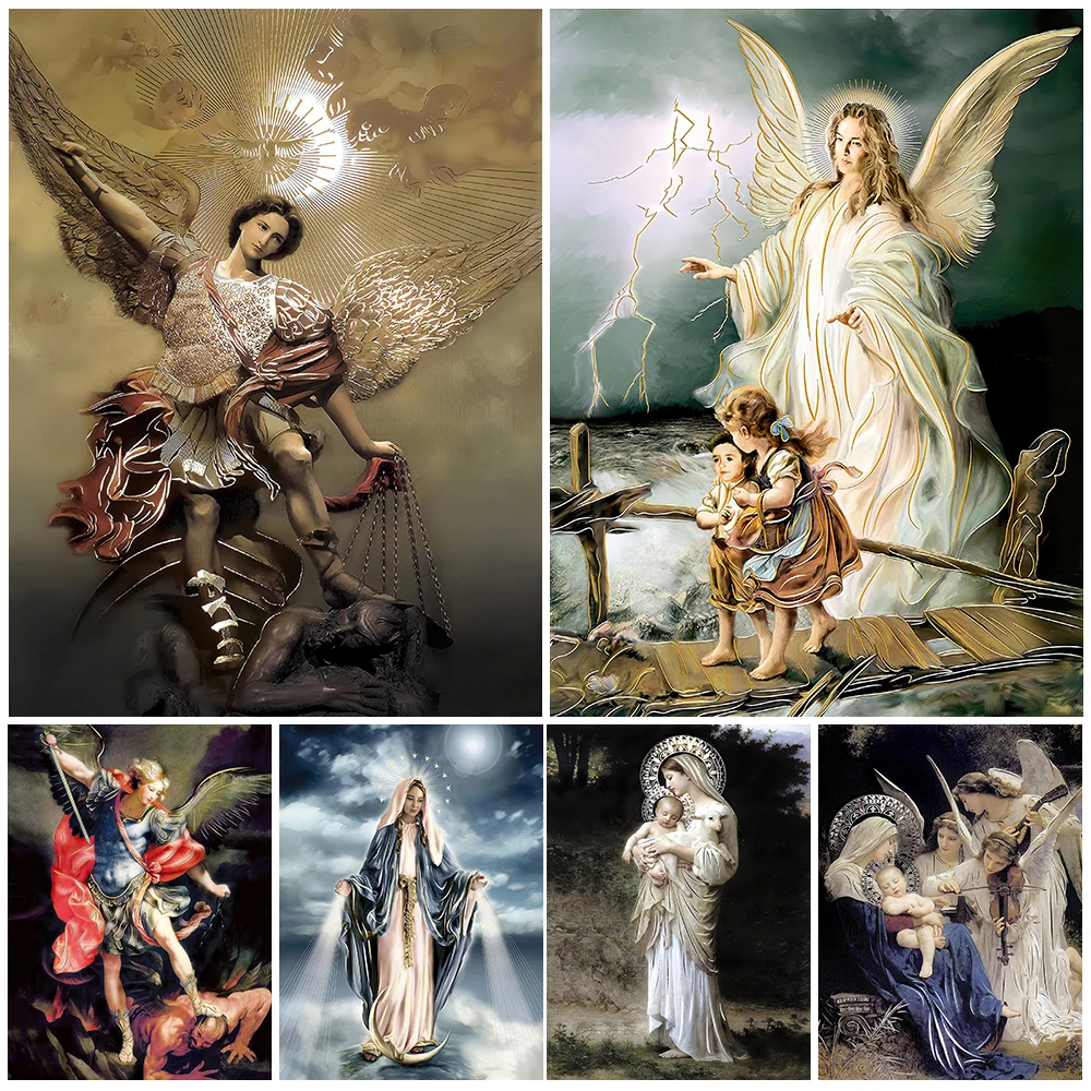 

Innocence Virgin Mary Art Poster And Prints Guardian Angel Morden Wall Art Canvas Painting For Living Room Decoration Unframed
