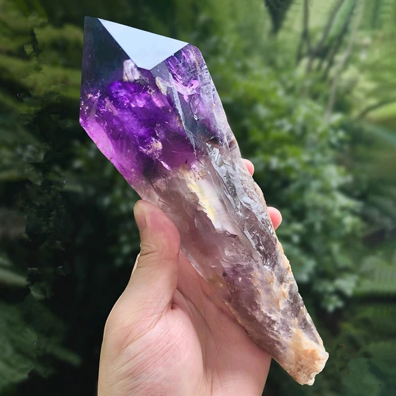 Brazilian Natural Amethyst Crystal Backbone Stone Scepter Purple Rough Feldspar Quartz Reiki Healing Home Decormineral Specimen