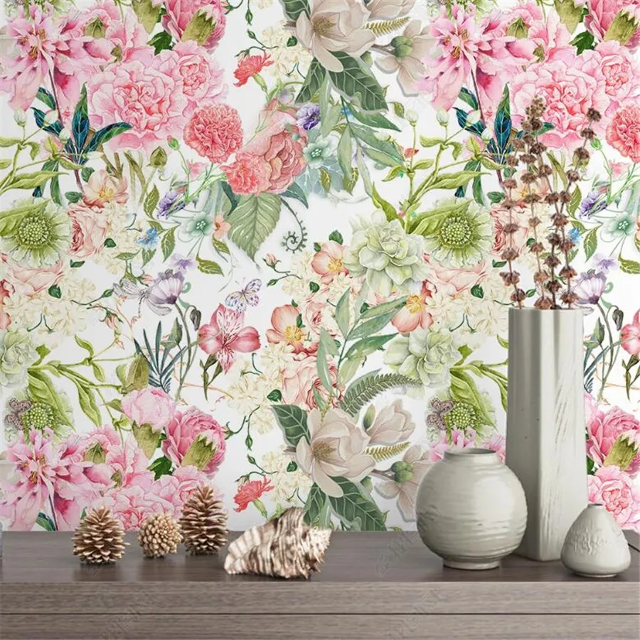 

Custom 3D Mural Wallpaper Nordic Nordic Fashion Flower Pastoral Style Living Room Background Wall Decorative Painting Wallpaper