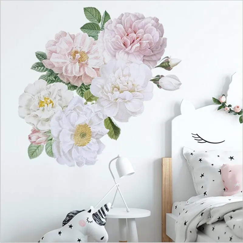 

New Creative Wall Stickers On The Wall Wealthy Peony Flower Home Decoration For Livingroom Self-Adhesive Paper 30*90cm