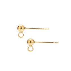10pcs Stainless Steel Gold ball Stud Earring Posts Hypoallergenic DIY Earring Components For Earrings Making