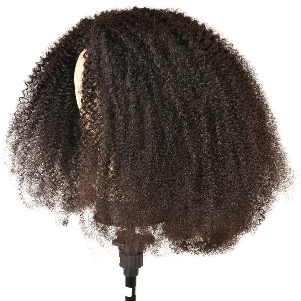 YVONNE 4A 4B Kinky Curly Thin Part Wig Human Hair 100% Brazilian Virgin Hair U Part Wig Natural Color