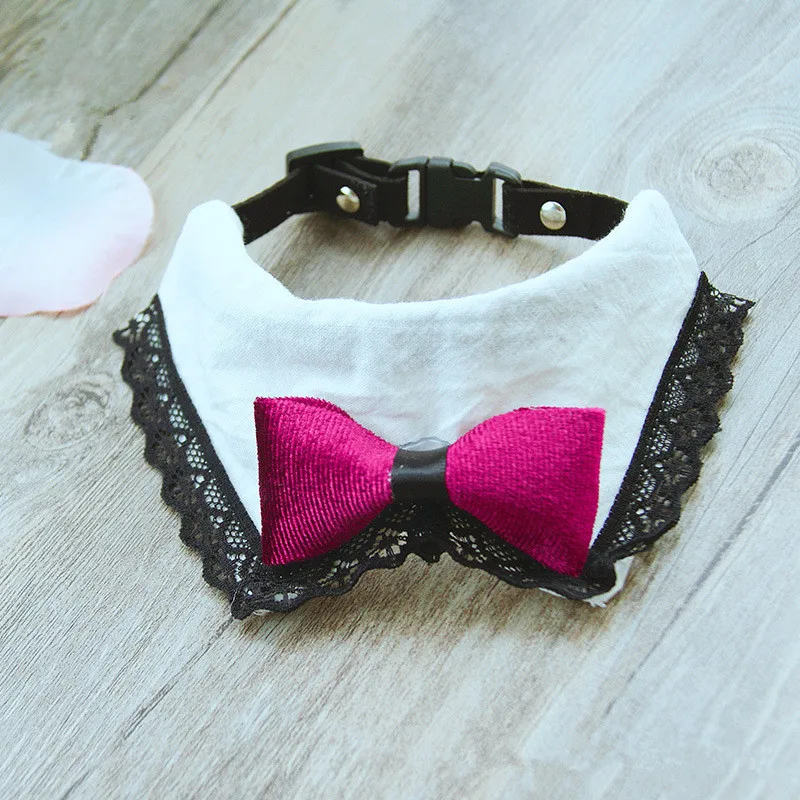 

1Pc AdjustableJewelry Necktie Lace Bandanas Cute Pet Collar Necklace Handmade Dog Cat Kitten Puppy Collar Seat-belt Buckle
