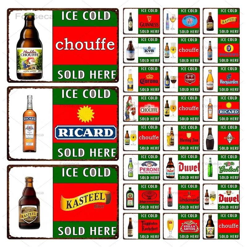 Vintage Metal Signs Beer Brand Metal Sign Plaque Metal Pub Tin Sign Wall Decoration for Bar Pub Club Man Cave Decor Tin Plates