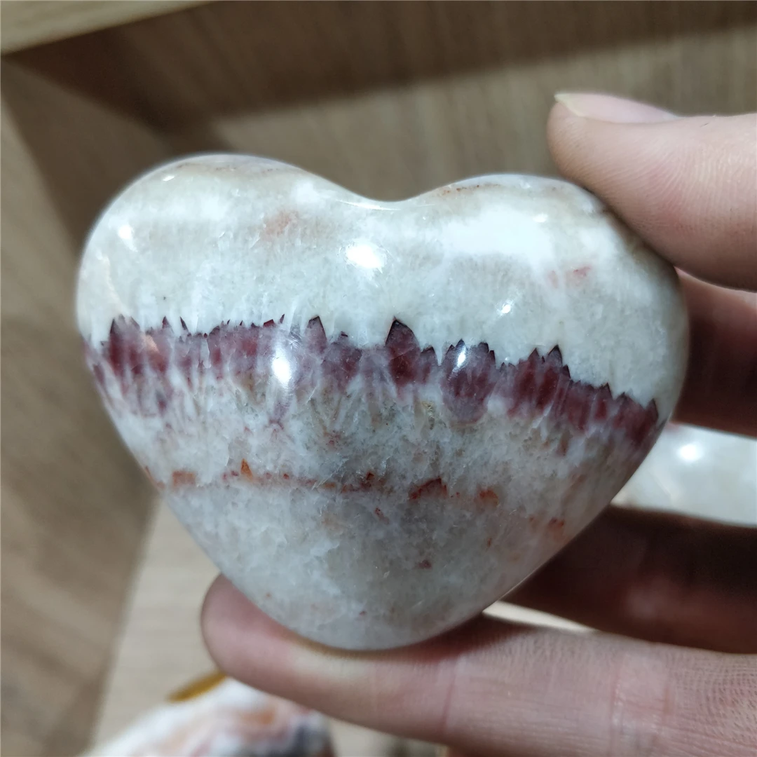 Natural Gemstone Mineral Crystals Rhodochrosite Stone Carving Heart Rose Dialogite Jewelry Ornaments Hearts No Flowers Gift