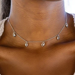 MAA-OE 2020 New Geometric Simple Shell Pendant Necklaces For Women Fashion Multilevel Silver-plate Chain Female Necklace Jewelry