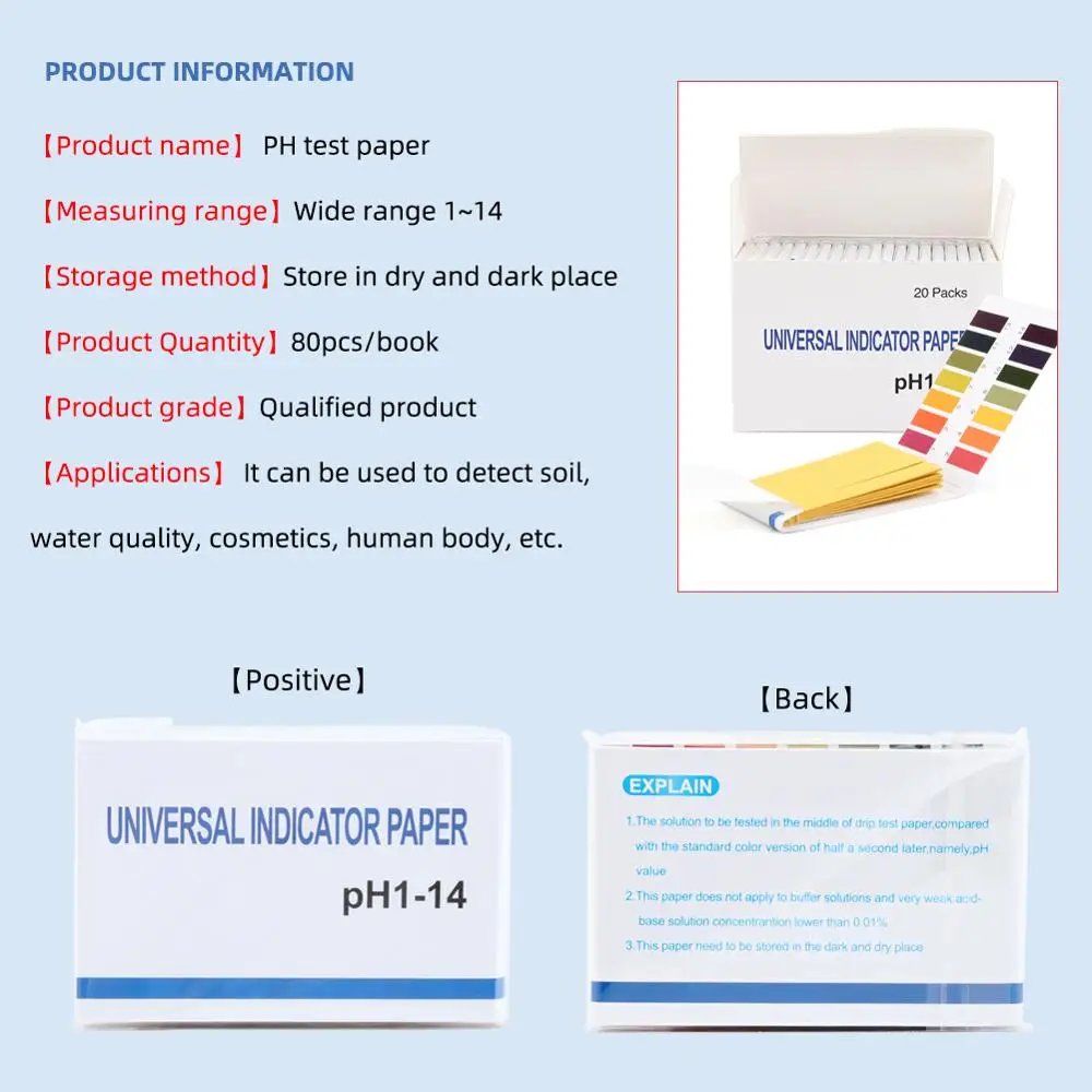 20 pcs PH Meters PH Test Strips Indicator Test Strips 1-14 Paper Litmus Tester/Brand New Measurement & Analysis Instruments