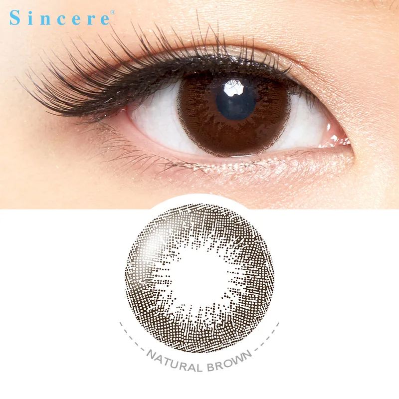 

Sincere-vision 1pcs/box Natural Brown contact lens small beauty Pupil Colored Contact Lenses for eyes yearly Myopia prescription