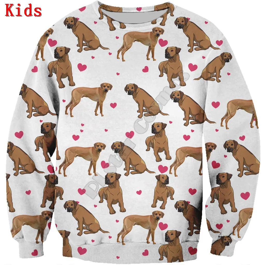 Love Cute Rottweiler 3d printed Hoodies Pullover Boy For Girl Long Sleeve Shirts Kids Funny Animal Sweatshirt 07