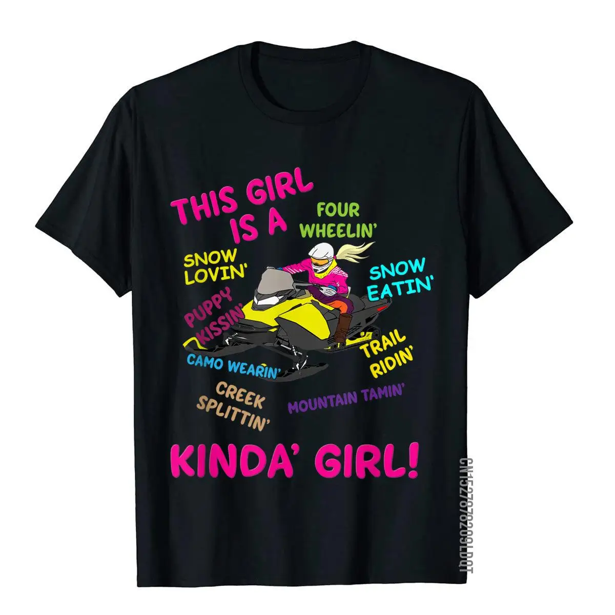 Funny Snowmobiling Saying Girl Snowmobile Riding Sled Girl T-Shirt Cotton Tops Tees For Men Japan Style Top T-Shirts Group