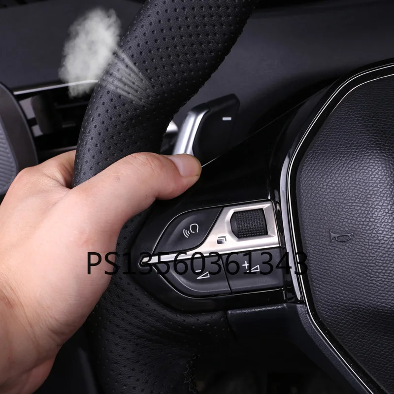 Suitable for Peugeot 508L 4008 5008 2008 car steering wheel cover hand-sewn leather grip cover