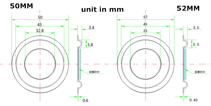 50MM 52MM Bass Diaphragm Passive Membrane For Speaker Resonance Diaphragm