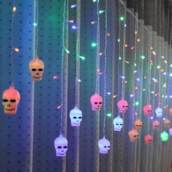 3.5M/5M LED Skull Icicle Curtain Light Strings LED Halloween Ghost Decorative Garland Lights for Party Decor,Indoor/Outdoor