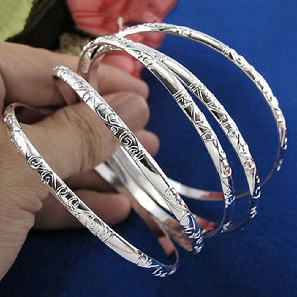 5Pcs/Set Simple Carving Flower Pattern Cuff Bracelet Bangle Sets For Women Accessories Pulsera Amuleto 2022 Trendy Fashion Jewel