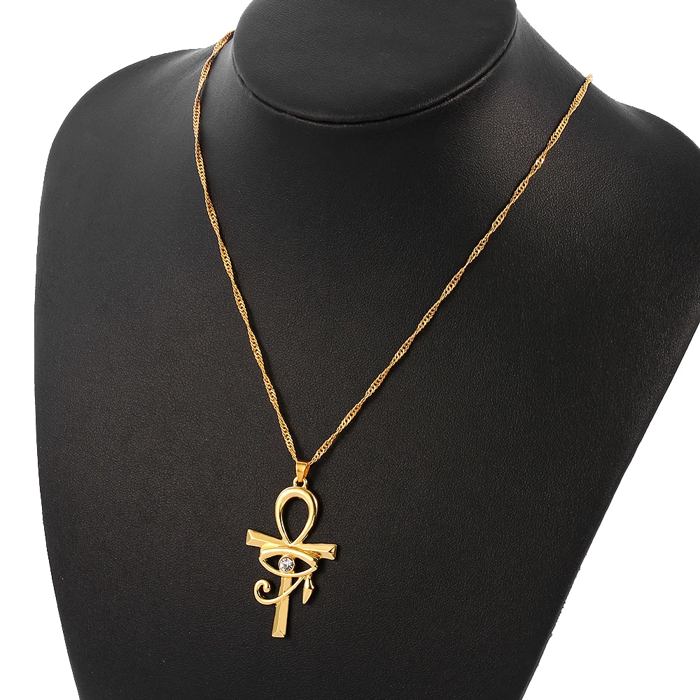 Egyptian Ankh Cross Pendant Necklace for Women Men Amulet Eye of Horus Symbol of Life Cross Necklaces African Jewelry Gifts