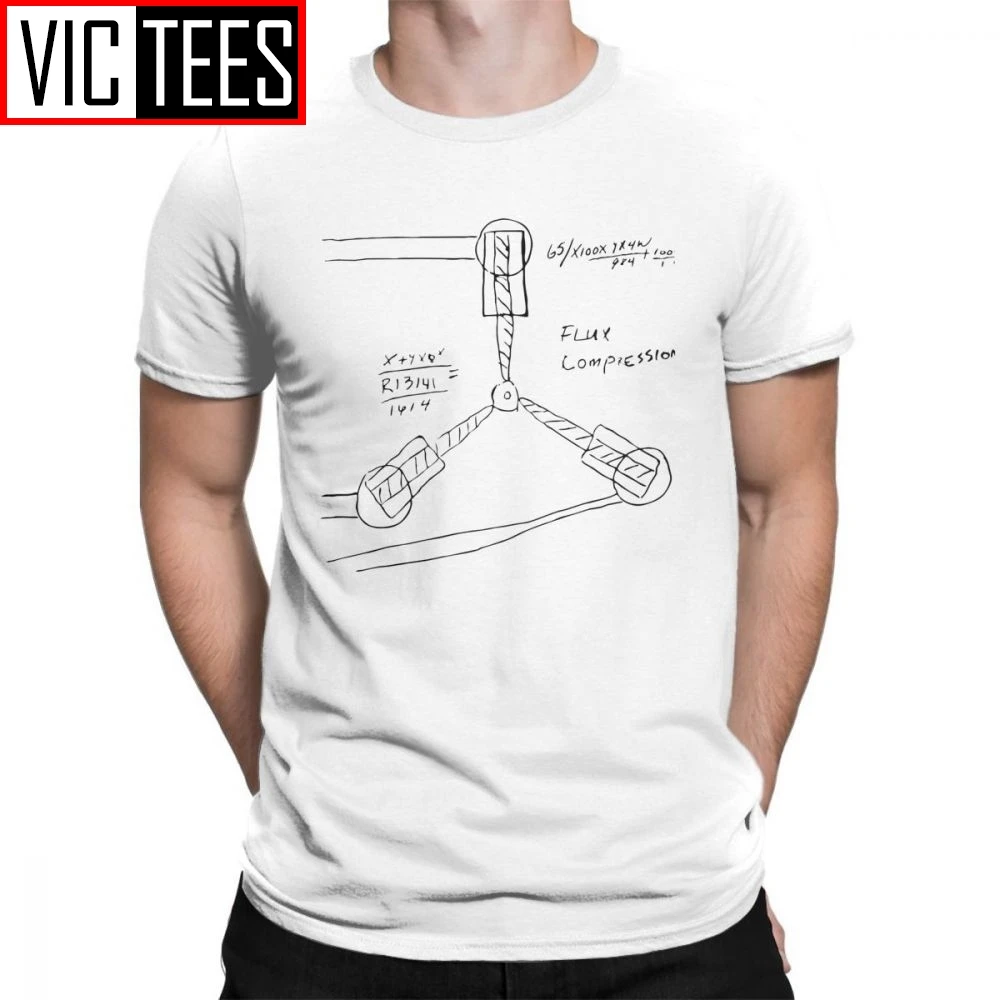 Back To The Future Flux Capacitor Drawing Man T Shirt Vintage 100% Cotton Short Sleeves Tees Crewneck T-Shirt Tops