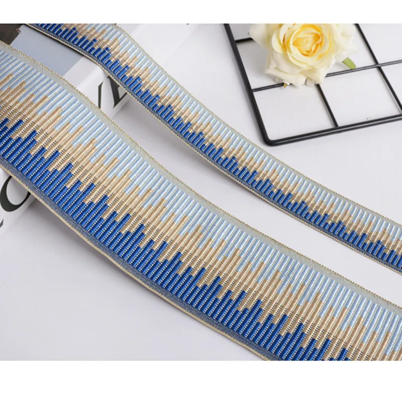 12.5M/Lot 3/6.5cm Wide Striped Embroidery Jacqurd Lace Belt Ribbon Webbing Trim DIY Sewing Sofa Cushion Curtain Accessories